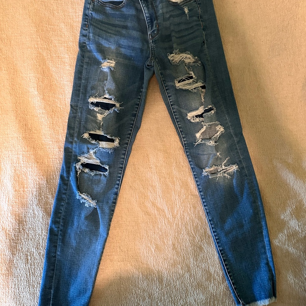 American Eagle Outfitters Blue Skinny Jeans Distressed